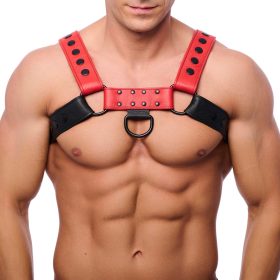 Snap – Prémium bőr hám fekete-piros színben