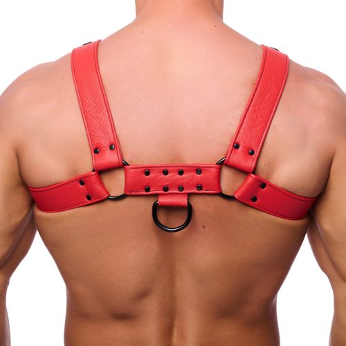 Snap bőr hám – érzéki prémium kiegészítő vörös színben