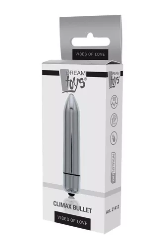 Climax Vibrátor 10 sebességű, egyszerű kezelő 8,5 cm ezüst