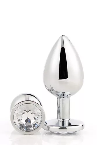 Gleaming Love Anál plug fényes alumínium kővel közepes méret