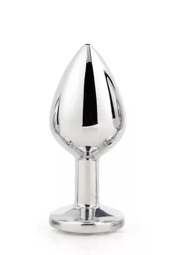 Gleaming Love Anál plug fényes alumínium kővel közepes méret