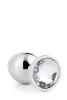 Gleaming Love Anál plug fényes alumínium kővel közepes méret