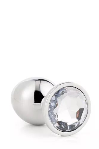Gleaming Love Anál plug fényes alumínium kővel közepes méret