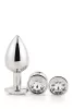 Gleaming Love Anál plug készlet három méretű, ékkővel díszített alumínium 9,5-7,1 cm