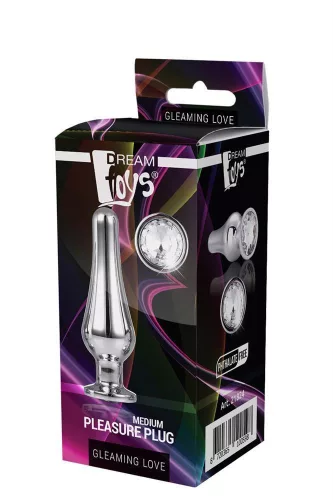 Gleaming Love Anál plug közepes méret alumínium ezüst színű drágakővel