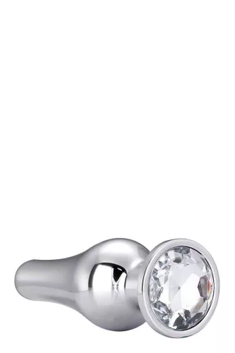 Gleaming Love Anál plug közepes méret alumínium ezüst színű drágakővel