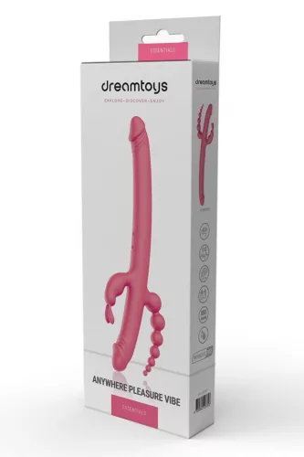 Essentials Vibrátor Többszörös stimuláció, 10 vibrációs mód, USB-töltés 40 cm rózsaszín