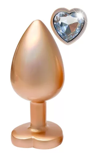 Gleaming Love Anál plug Gyönyörű szívecskés kristály 9,5 cm arany
