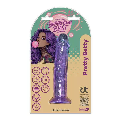 Pretty Betty Dildó Realisztikus, Elasztikus, Piros - 16 cm, Fekete