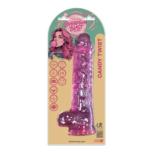 Candy Twist Dildó Realisztikus, rugalmas, tapadókorongos 24 cm rózsaszín