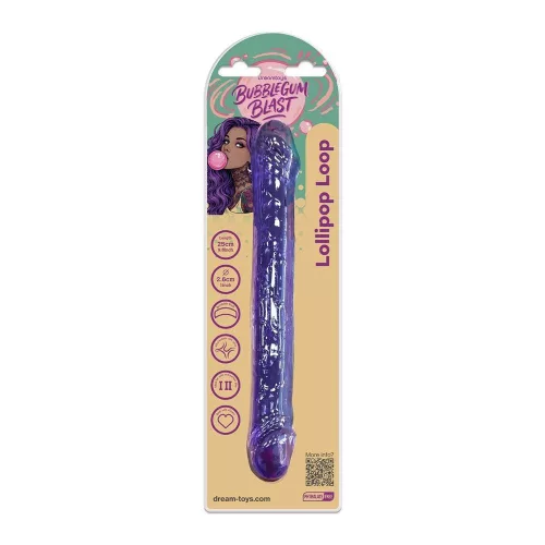 Lollipop Loop dupla dildo dupla penetrációhoz, rugalmas, 25 cm, lila félátlátszó