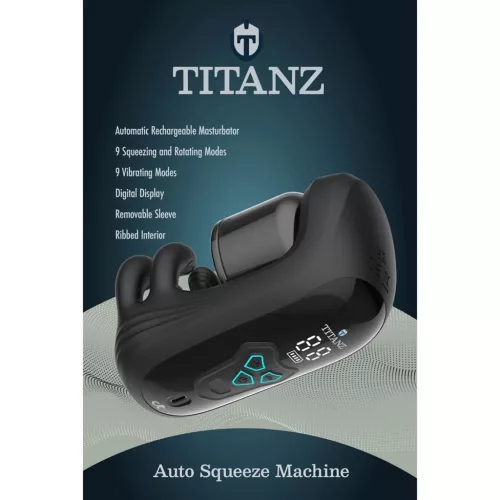 Titanz Automata Maszturbátor Zacskló Rotáció Rezgés 15 cm Fekete