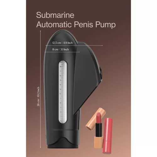 Submarine Automatikus Péniszpumpa LCD-kijelzővel 9 mód Akumulátoros 26 cm fekete