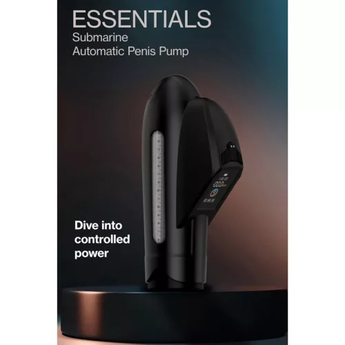 Submarine Automatikus Péniszpumpa LCD-kijelzővel 9 mód Akumulátoros 26 cm fekete