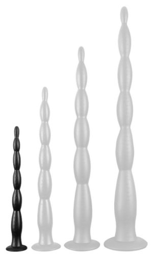 Díszlazító gyöngyös dildo – 30 cm, fekete