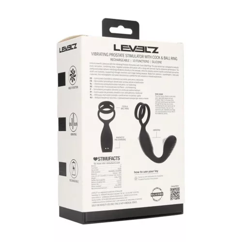 Vibráló prosztatastimulátor és pénisz- illetve heregyűrű szilikon fekete USB-töltés vízálló