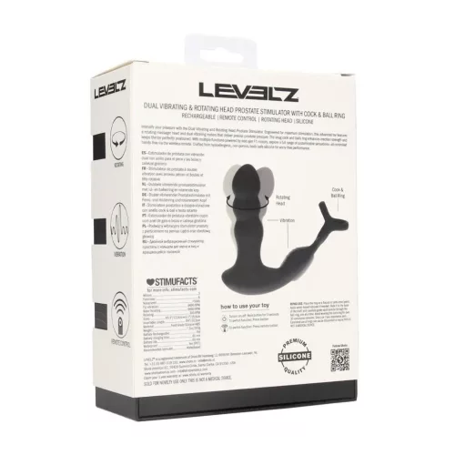 Szexjáték Prosztata stimulátor Távirányítós, kettős vibráció, forgó fej fekete