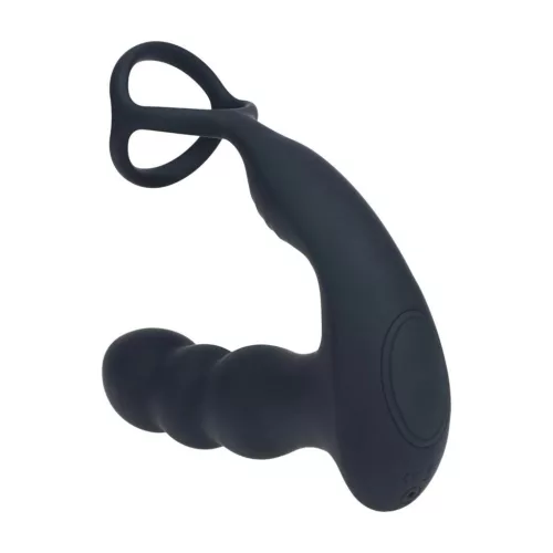 Szexjáték Prosztata stimulátor Távirányítós, kettős vibráció, forgó fej fekete