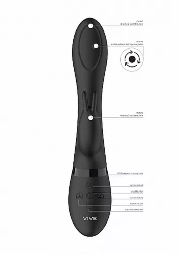 Mira Vibrátor G-pont stimuláló, forgó golyókkal USB töltés fekete 21,5 cm