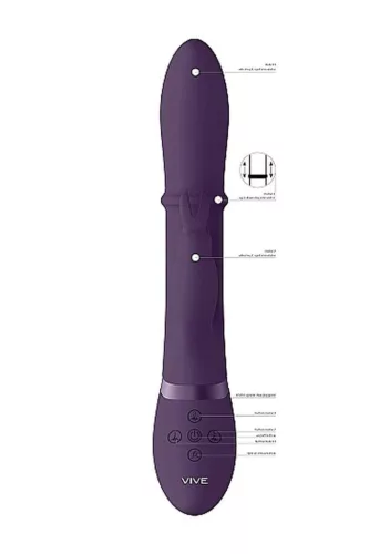 Vive Vibrátor G-pont és nyuszi stimuláció 10 mód Újratölthető Vízálló lila 24,5 cm