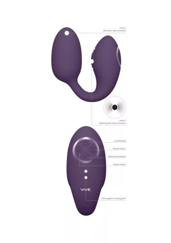 Vive Vibrátor Kettős rezgés, 10 mód, vízálló lila 9 cm