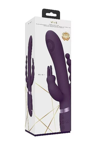 Rini Vibrátor hárommotoros, G-pont, csikló, anál stimuláció 22 cm lila