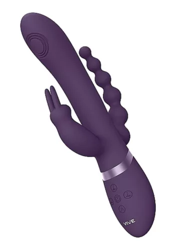 Rini Vibrátor hárommotoros, G-pont, csikló, anál stimuláció 22 cm lila