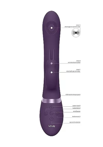 Rini Vibrátor hárommotoros, G-pont, csikló, anál stimuláció 22 cm lila