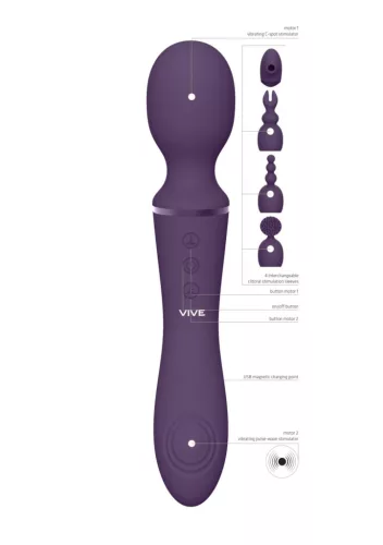 Vive Vibrátor kettős motoros, 10 mód lila