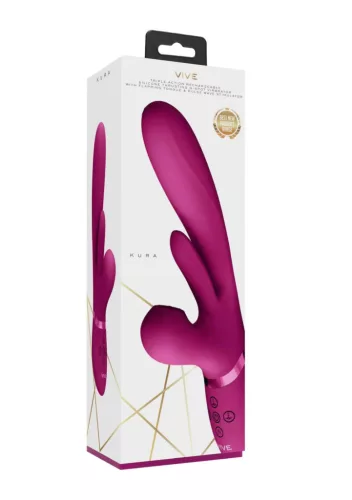 Kura Vibrátor G-pont stimuláló, pulzáló, nyelves 13,5 cm fekete