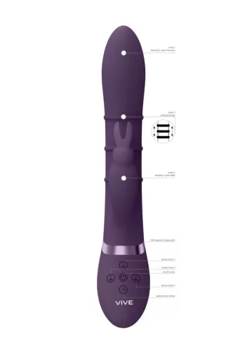Vive Vibrátor G-pont stimuláló, 3 gyűrűs, vízálló, USB-töltés 13,5 cm fekete