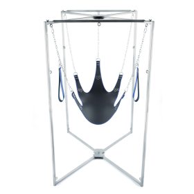   Prémium 5 pontos bőr heveder készlet – fekete-kék keret