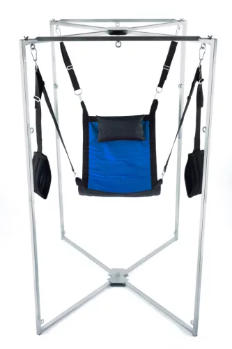 Kit Sling – stílusos kékmintás szexi eszköz szürke kerettel
