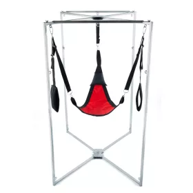   Kit Sling – piros-fekete háromszögű hám szürke kerettel