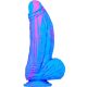 Prémium szilikon dildó – 18 cm kék-rózsaszín színben