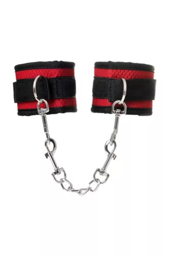 Bondage szett kéz- és lábbilinccsel, maszkkal, piros-fekete