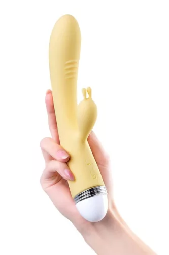 Toyfa Aster Vibrátor Kettős stimuláció, 10 mód, USB-töltés 22 cm sárga szilikon