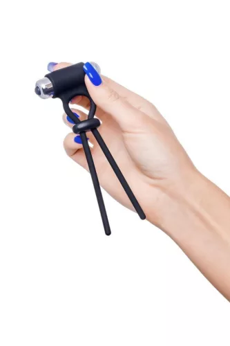 A-Toys Péniszgyűrű Rezgő, állítható szorítás 14 cm fekete szilikon