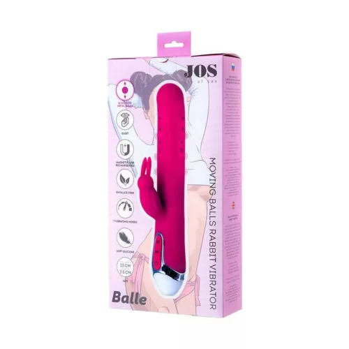 Jos Balle Vibrátor Kettős stimuláció Mozgó golyókkal 23 cm rózsaszín