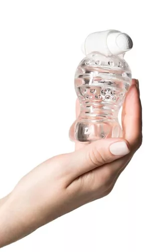 Lingam Shakti rezgő maszturbátor áttetsző TPE 9 cm