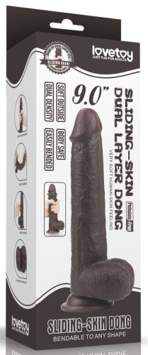 Sliding Skin – érzéki dildó barna színben 17 cm x 4,2 cm