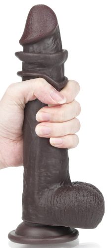 Sliding Skin – érzéki dildó barna színben 17 cm x 4,2 cm