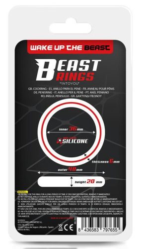 Beast Ring – prémium szilikon péniszgyűrű 36 mm, fekete-sárga