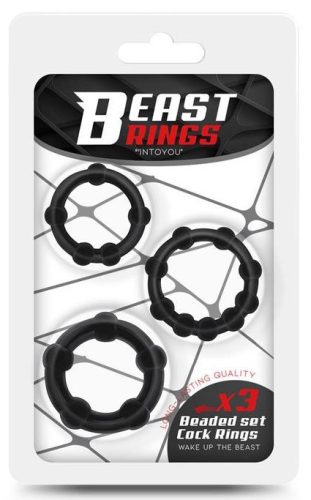 Mini puha péniszgyűrűk 3 db – Fekete gyöngyös készlet