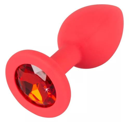 Anál plug Ékszeres, szilikon-pu bevonatú 7,2 cm piros