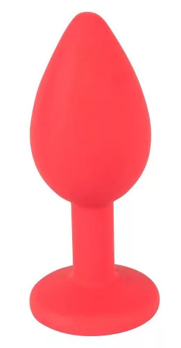 Anál plug Ékszeres, szilikon-pu bevonatú 7,2 cm piros