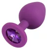 Színes Joy Anál plug kő díszítéssel 8 cm lila