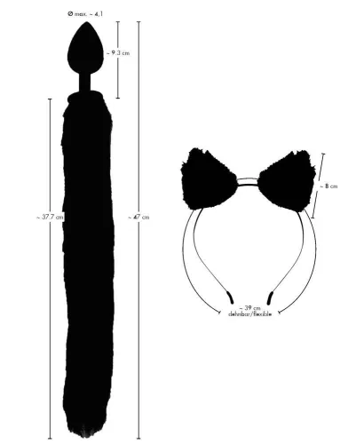 Bad Kitty Anál plug Szilikon, puhatestű, 9,3 cm fekete