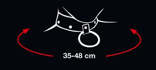Bad Kitty Kötöző nyakörv és póráz állítható 35-48 cm fekete piros részletekkel