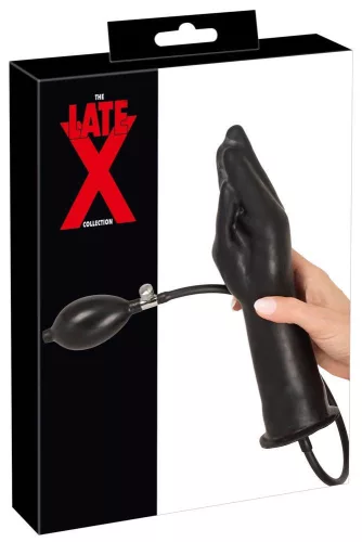 LateX Dildó Nádműthető, Vaginalis és Anális, 25 cm Fekete